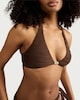 image 2 of F&F Textured Halter Neck Bead Detail Bikini Top in Brown