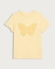 image 4 of F&F Girls Pure Cotton Butterfly Appliqué T-Shirt in Yellow