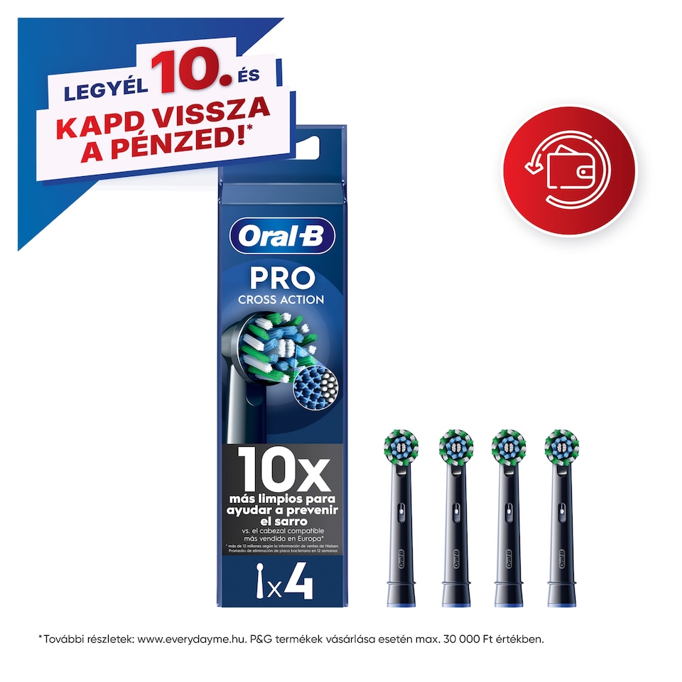 Oral-B Pro Cross Action, fekete Fogkefefejek, 4 db 1. kép