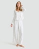 image 1 of F&F 3-Piece Holly Print Tie Front Cardigan, Cami and Bottoms Pyjamas in Cream