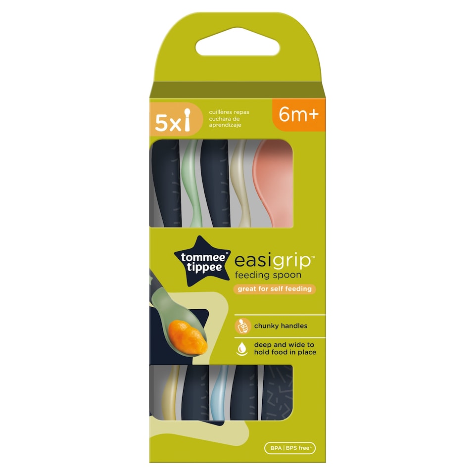 image 1 of Tommee Tippee Easigrip Self Feeding Spoons 6M+ 5Pack