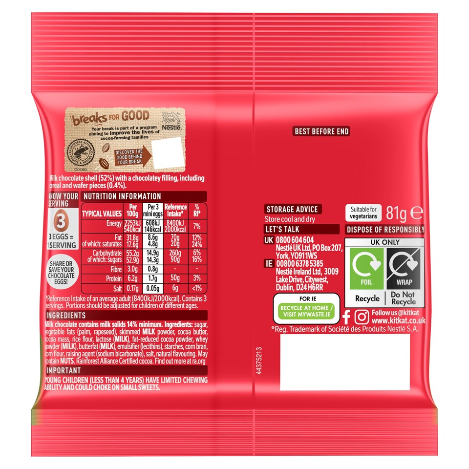 image 1 of Kit Kat Mini Easter Eggs 81g