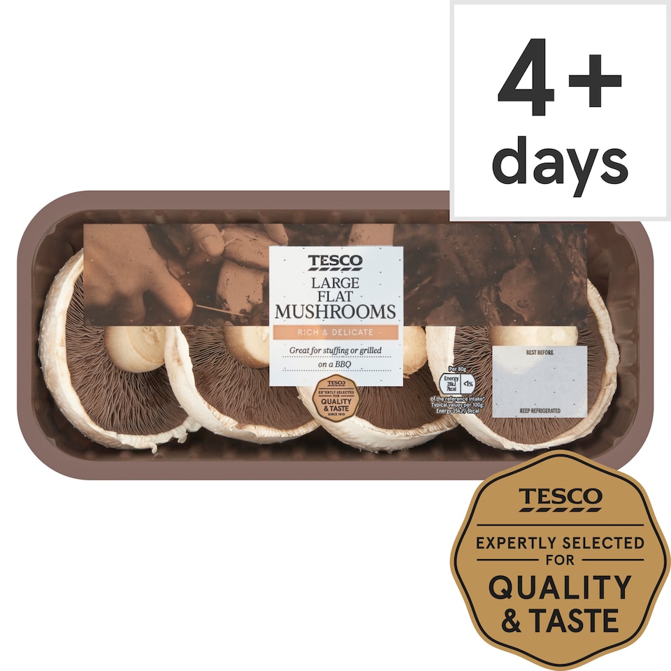 image 1 of Tesco Large Flat Mushrooms 250G