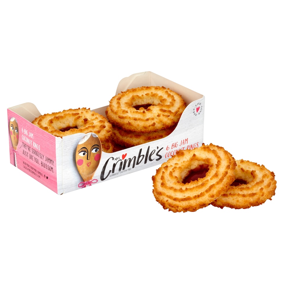 image 1 of Mrs Crimble's Large Coconut Jam Rings 6 Pack