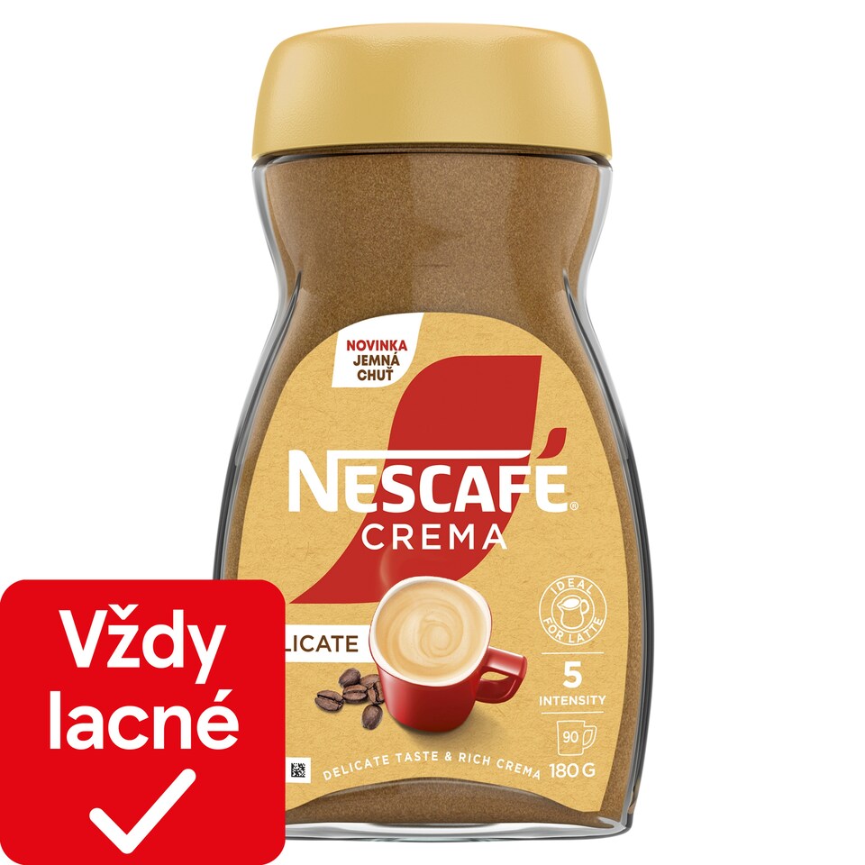 NESCAFÉ Crema Delicate, rozpustná káva s bohatou penou a jemnou kávovou chuťou 180 g