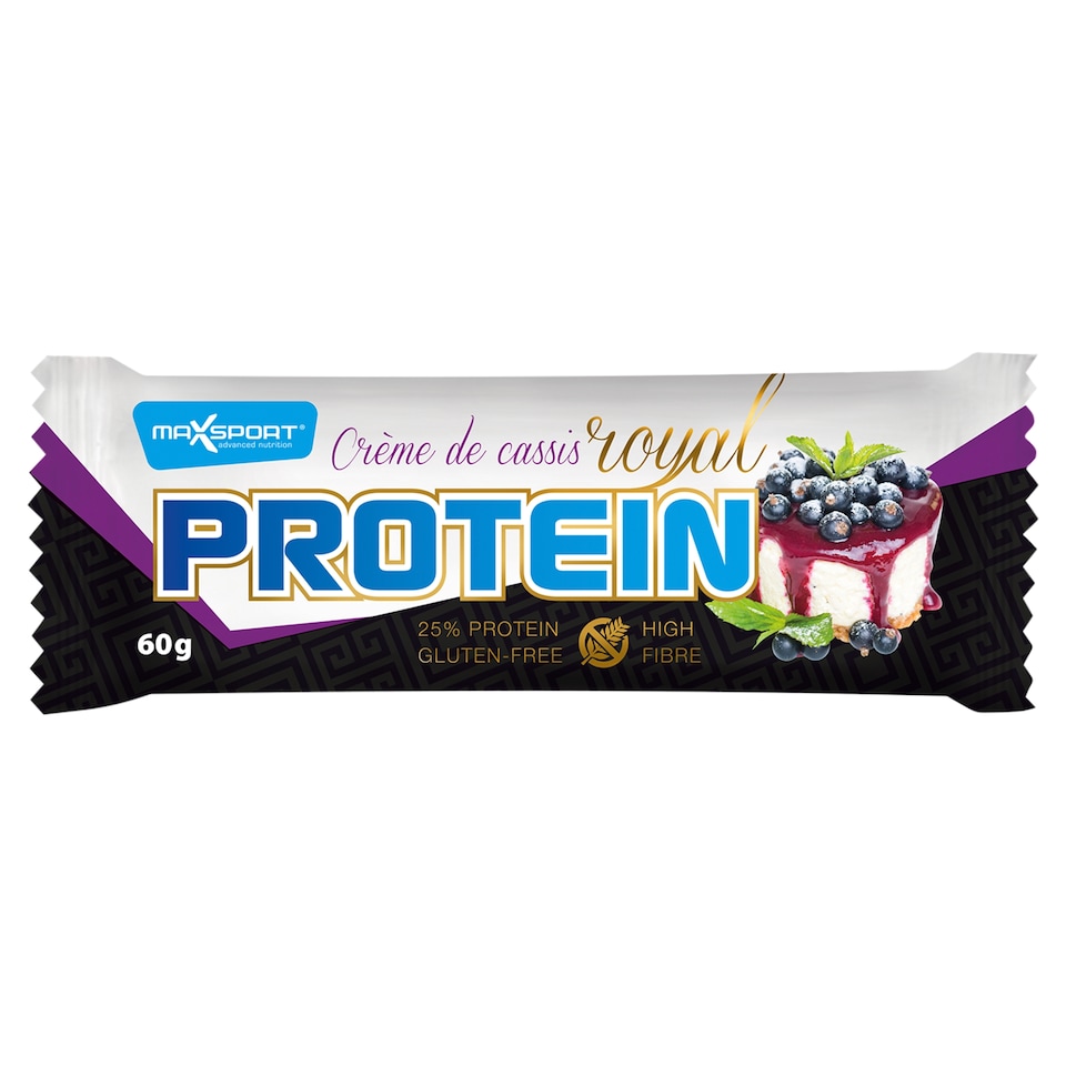 MaxSport Protein Royal Proteinová tyčinka v bílé polevě s příchutí černého rybízu 60g
