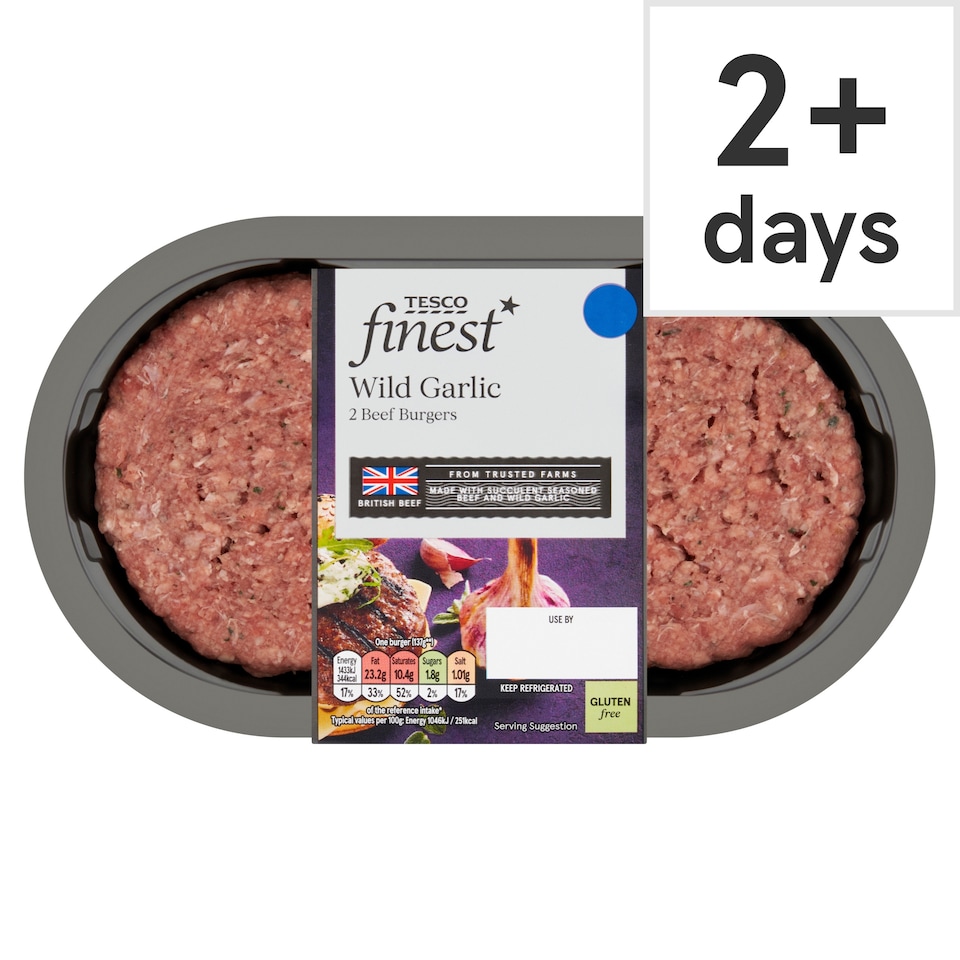 Tesco Finest 2 Wild Garlic Burgers 340g
