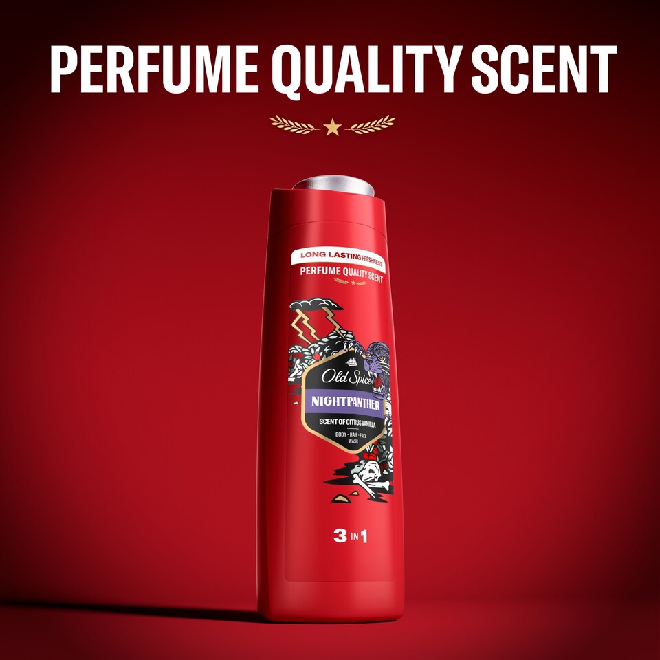 image 1 of Old Spice Night Panther Men’s Shower Gel & Shampoo 400ml Multi-Use 3-in-1 Hair-Face-Body Wash