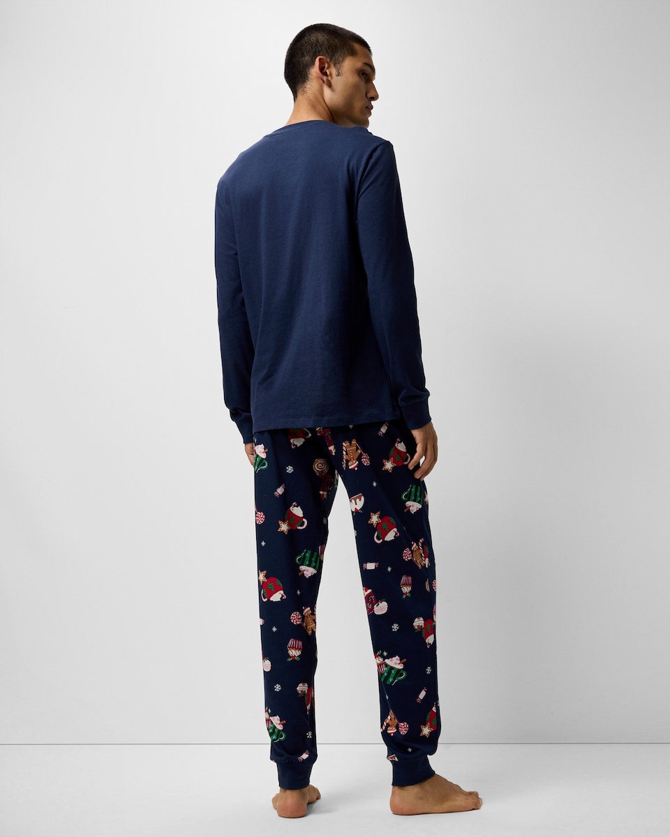 image 1 of Christmas Pure Cotton Merry Christmas Matching Family Pyjama Set in Navy