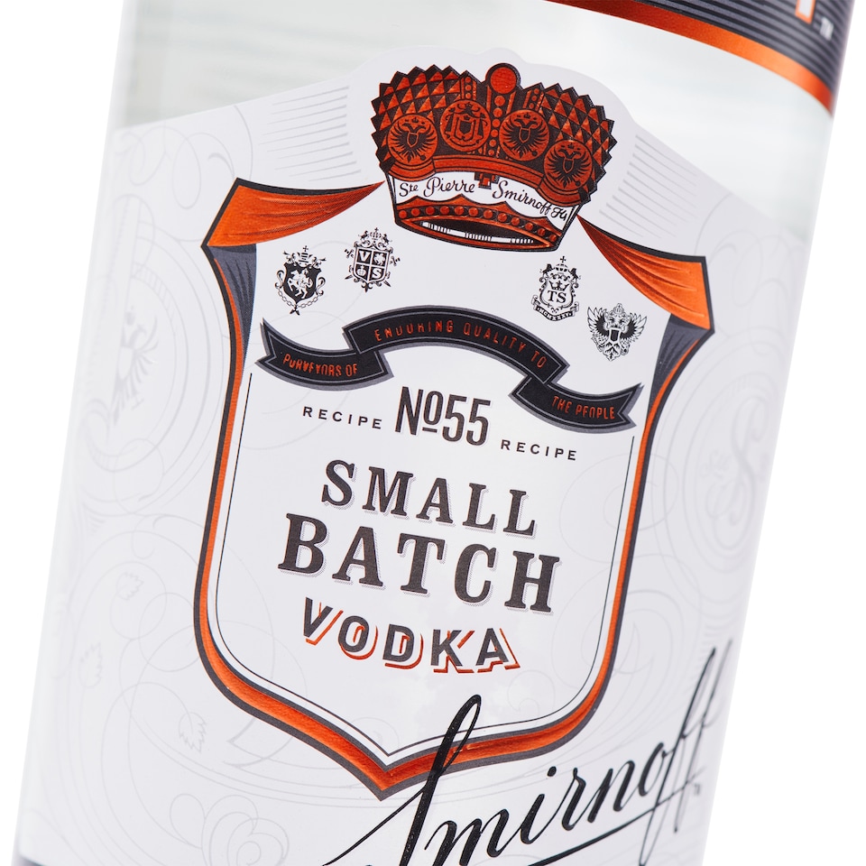 image 1 of Smirnoff No. 55 Black Small Batch Vodka Bottle 40% Vol 70cl