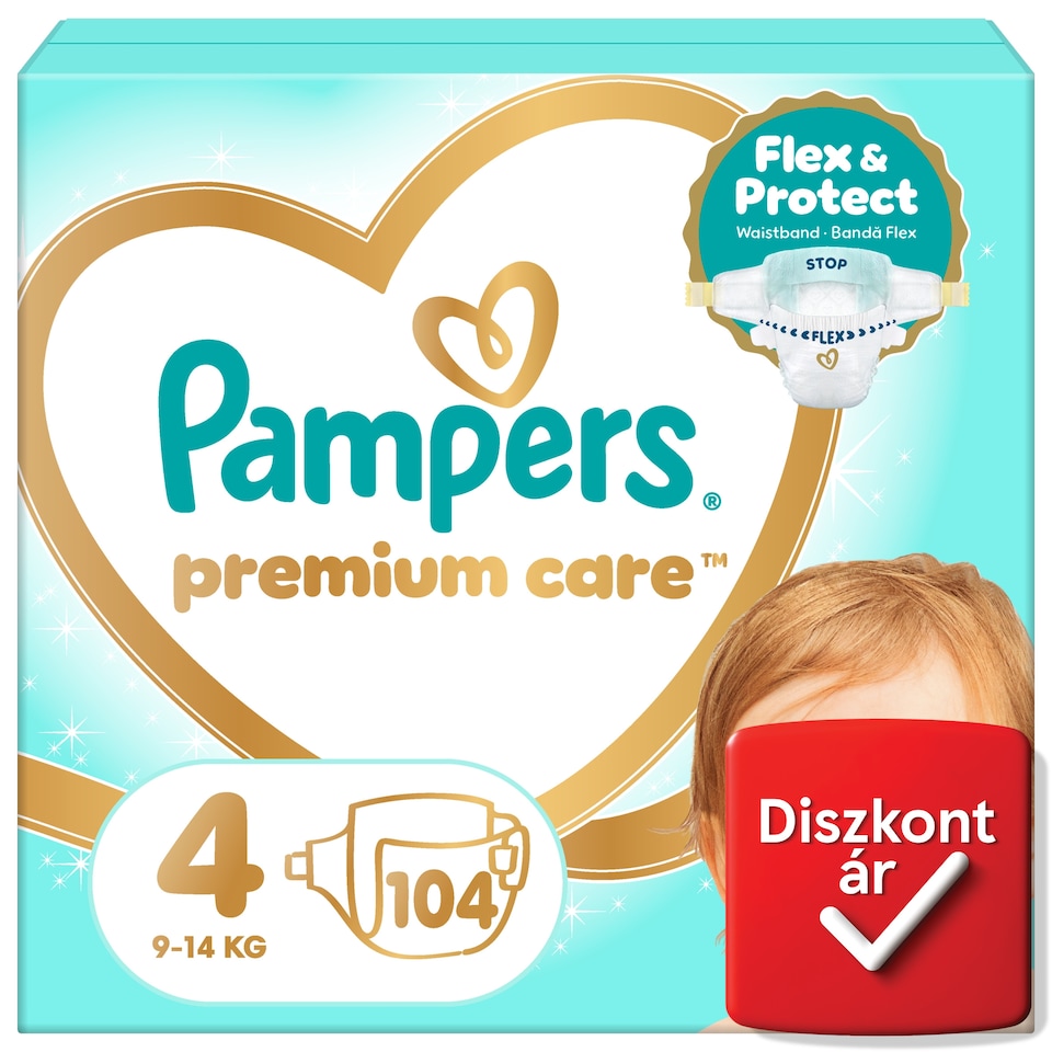 Pampers Premium Care Pelenka, Méret: 4, 104 db, 9kg-14kg  1. kép