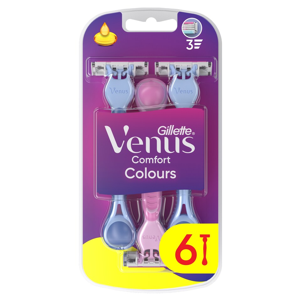 obrázok 1 z Gillette Venus Comfort Colours Jednorazové Holiace Strojčeky, Balenie 6 ks