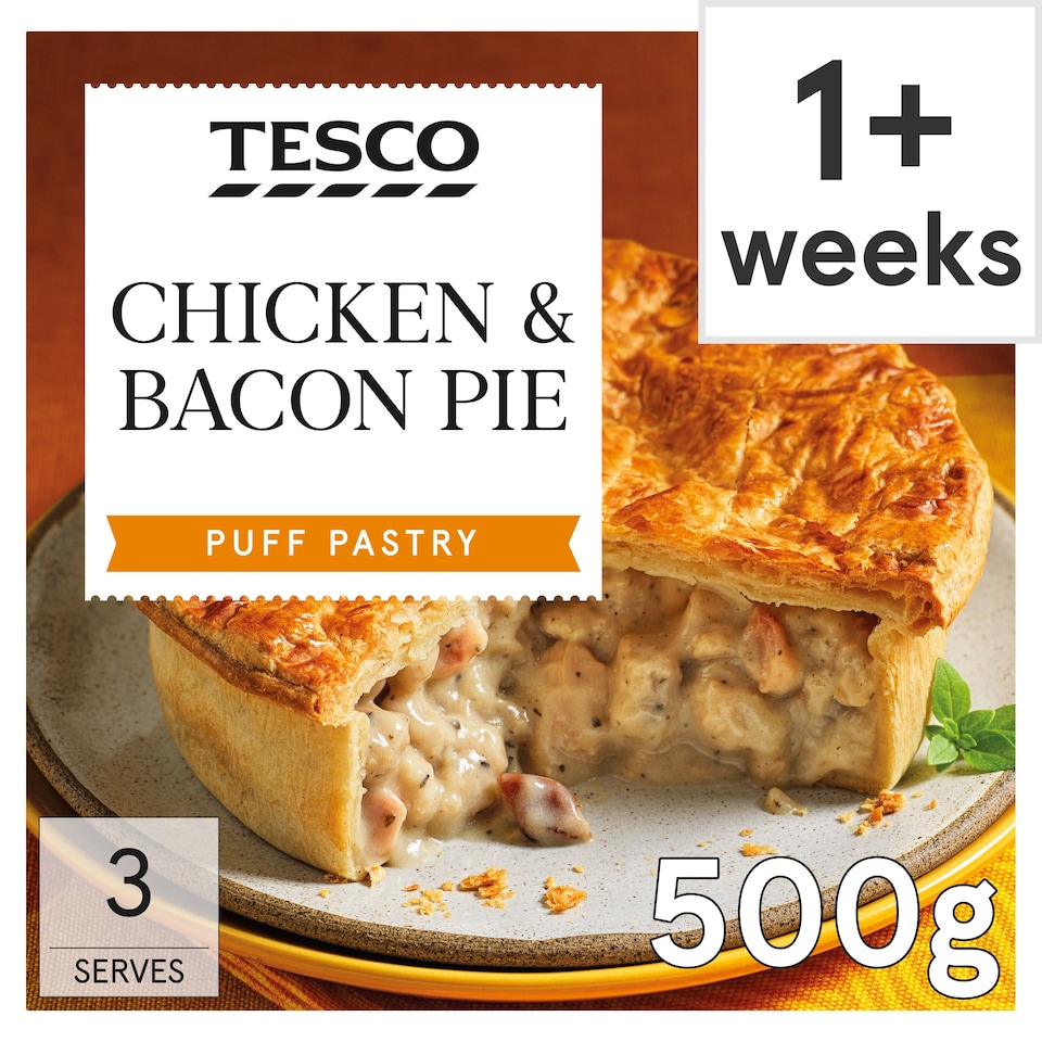 Tesco Puff Pastry Chicken & Bacon Pie 500g