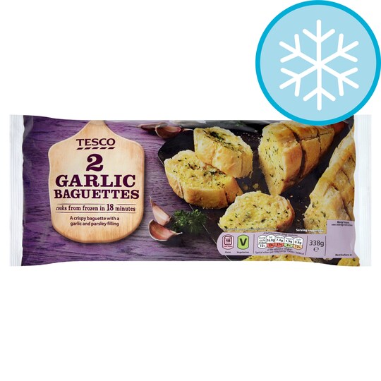 Tesco 2 Garlic Baguettes 338G Tesco Groceries