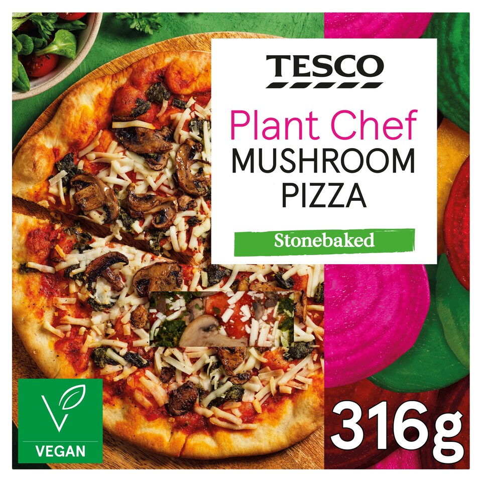 Tesco Plant Chef Stonebaked Mushroom Pizza 316g