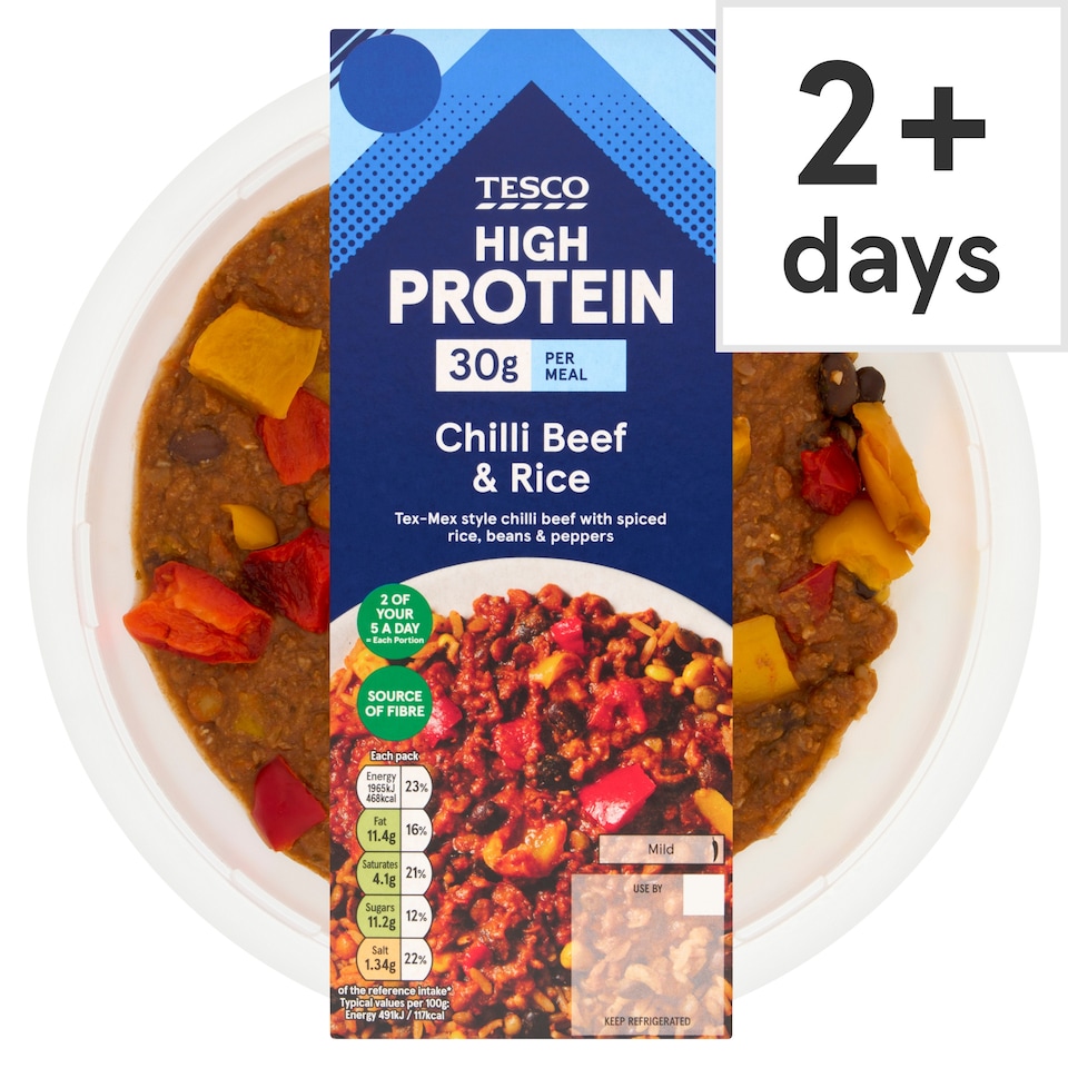 Tesco High Protein Chilli Beef & Rice 400g