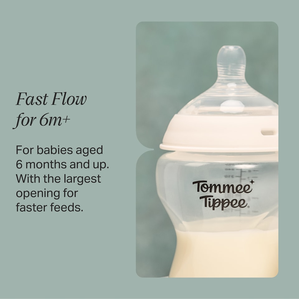 image 1 of Tommee Tippee Natural Start Baby Bottle Teats Fast Flow 6m+ 2 Pack