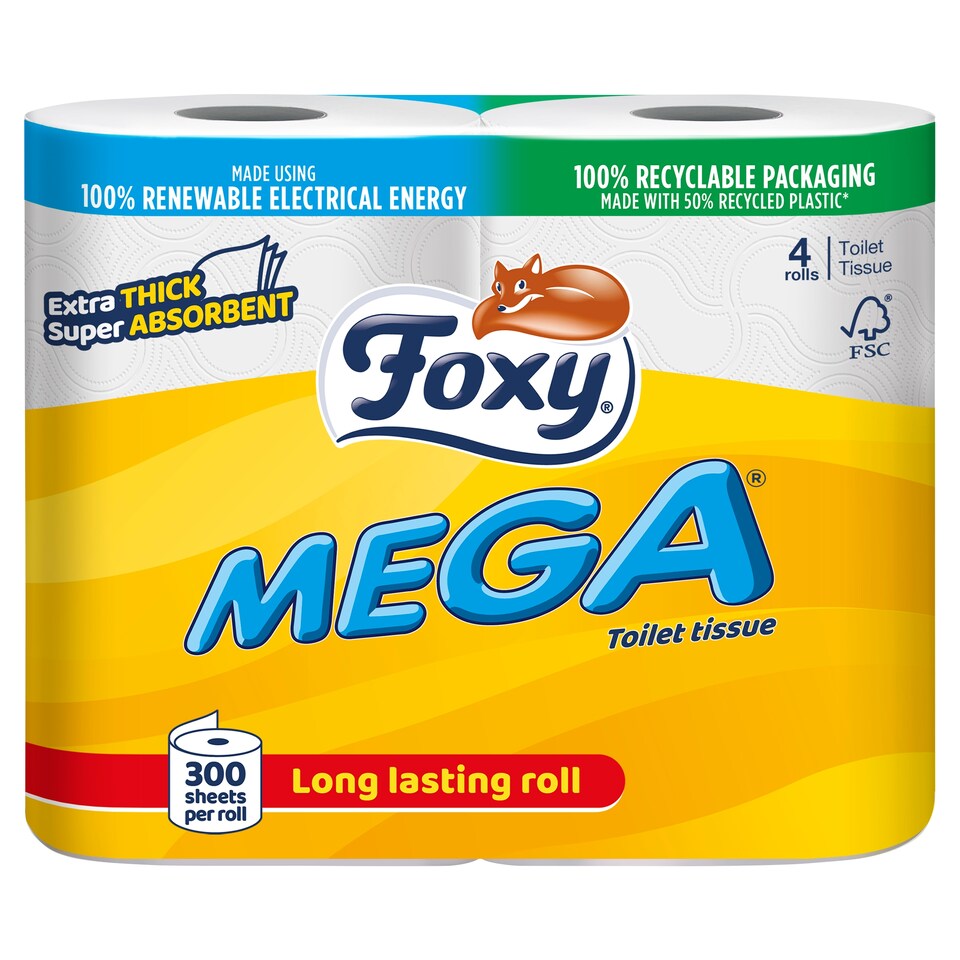 Foxy Mega Toilet Tissue 4 Rolls
