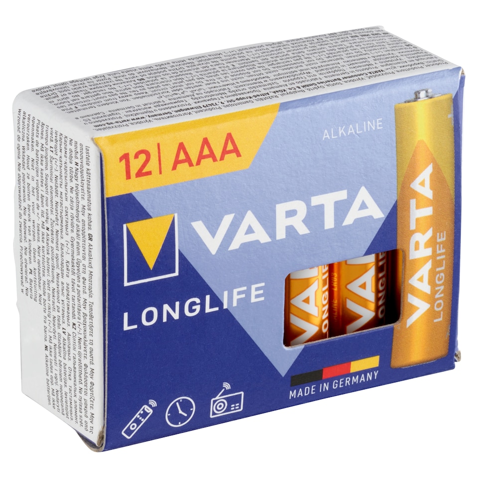 image 1 of Varta Longlife AAA Alkaline Batteries 12 pcs