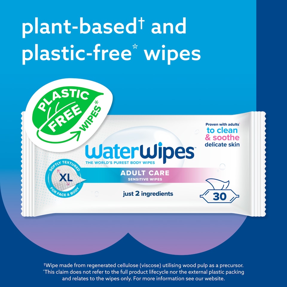 image 1 of WaterWipes Adult Care Sensitive Wipes 30 wipes