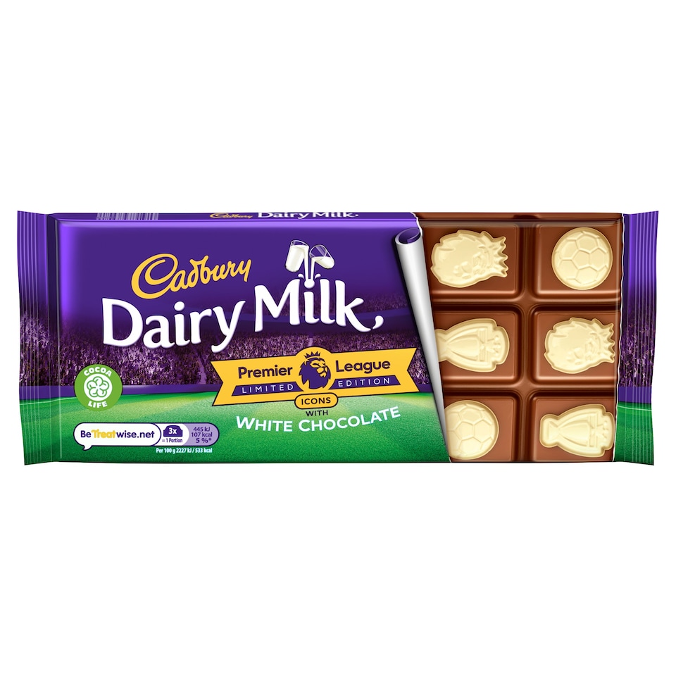 Cadbury Dairy Milk Premier League Icon With White Chocolate 100G