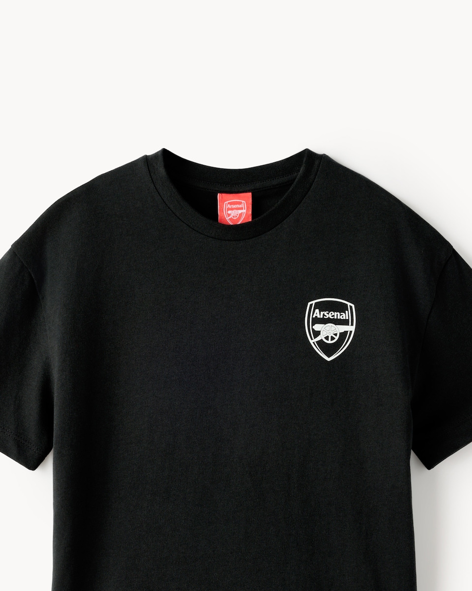 image 1 of Arsenal Pure Cotton Printed T-Shirt in Black