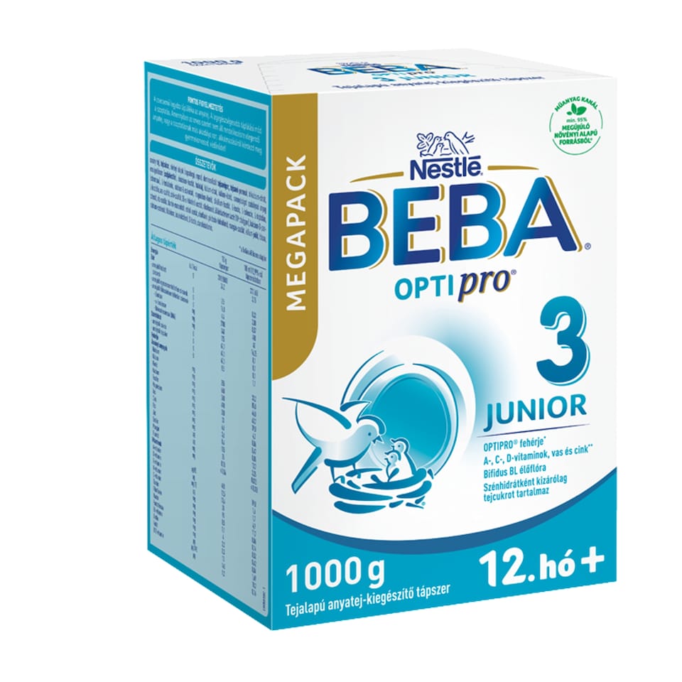 Beba Optipro 3 Junior tejalapú anyatej-kiegészítő tápszer 12. hó+ 2 x 500 g (1000 g)  1. kép