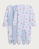 image 2 of F&F Baby 3-Pack Pure Cotton Transport Print Sleepsuits in White