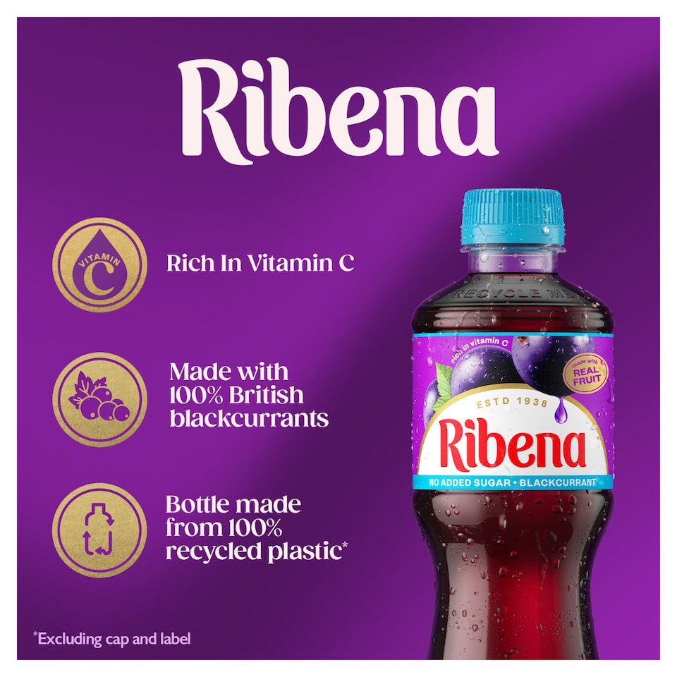 image 1 of Ribena Blackcurrant Juice Drink No Added Sugar 500ml