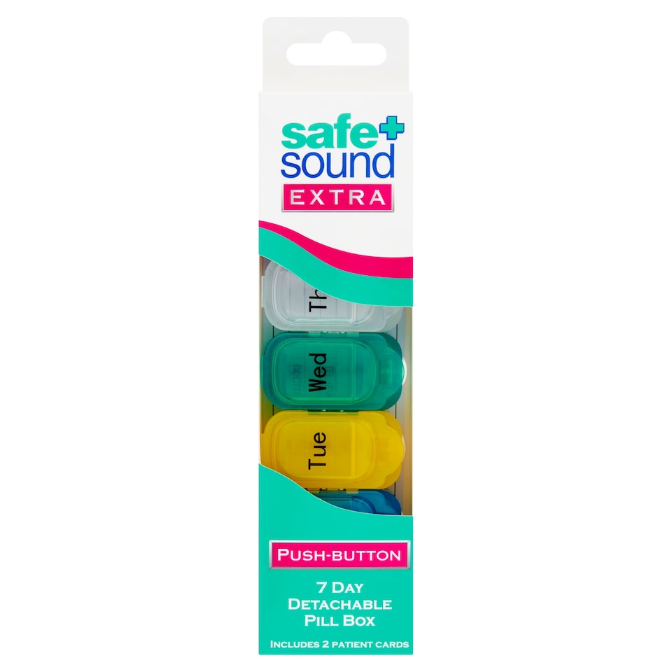 Safe & Sound Push Button 7 Day Detachable Pill Box
