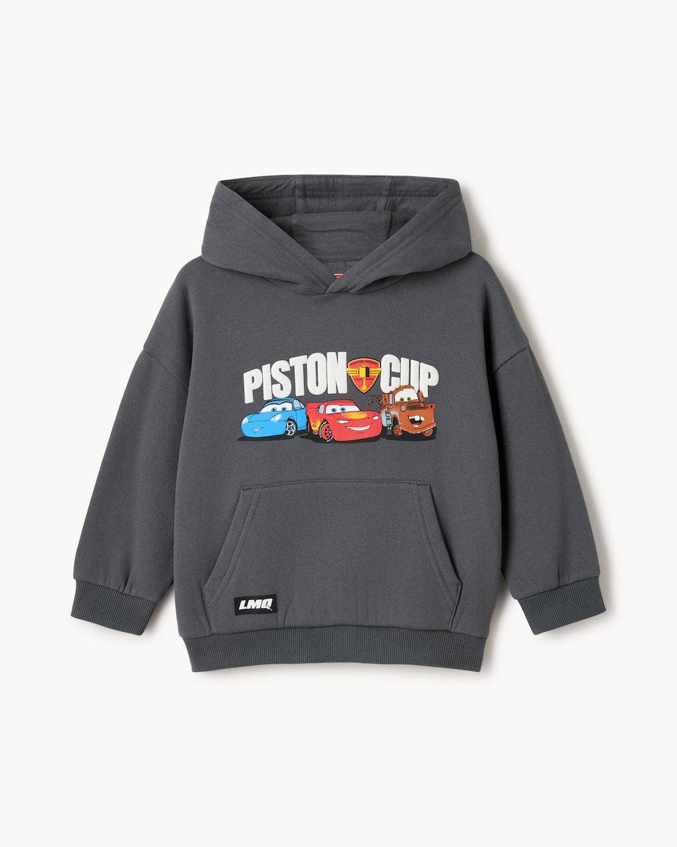 image 1 of Disney Cars Cotton Rich Hoodie in Grey