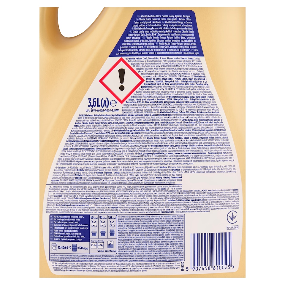 image 1 of Woolite Keratin Therapy Perfume Edition Darks Denim Black Liquid Laundry Detergent 60 Washes 3.6L