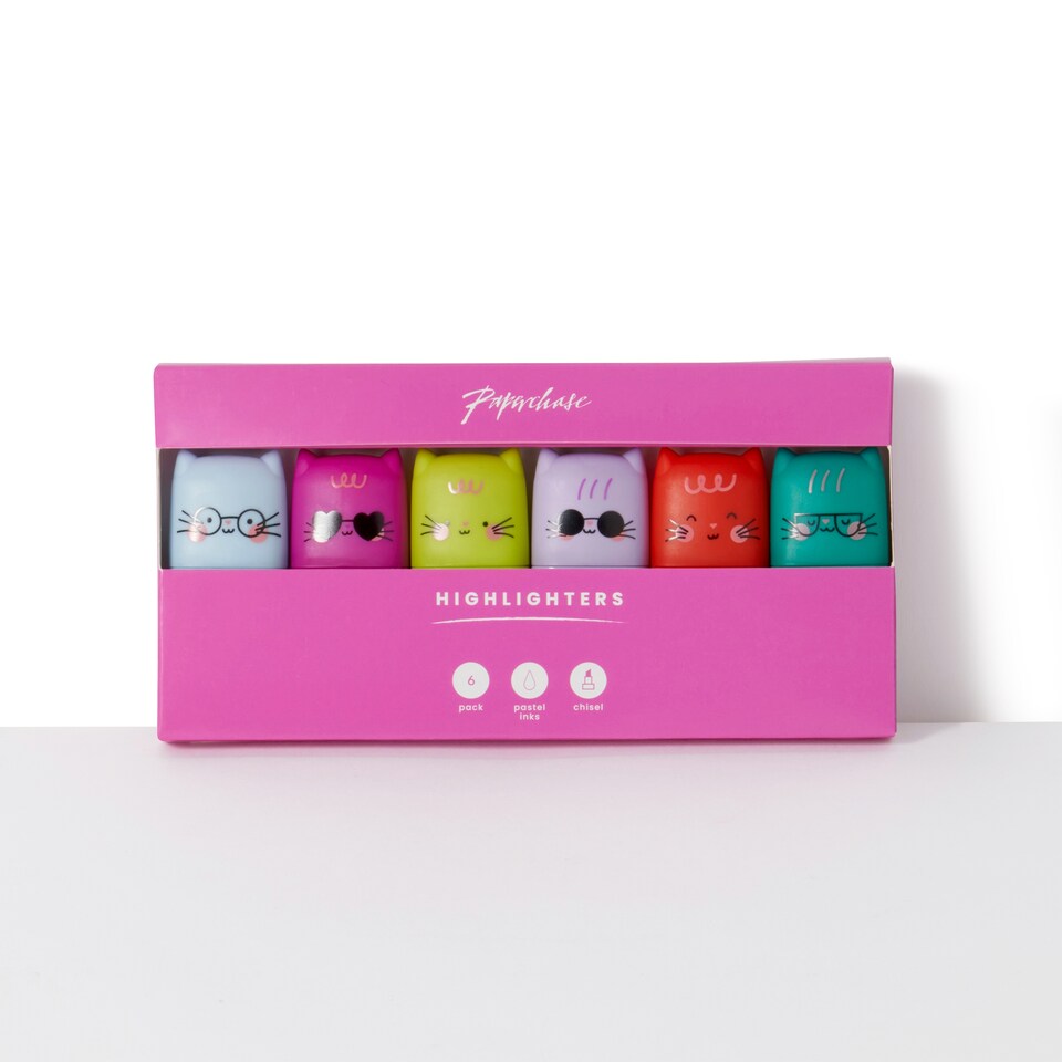 image 1 of Paperchase Terrazzo Cats Set of 6 Highlighters