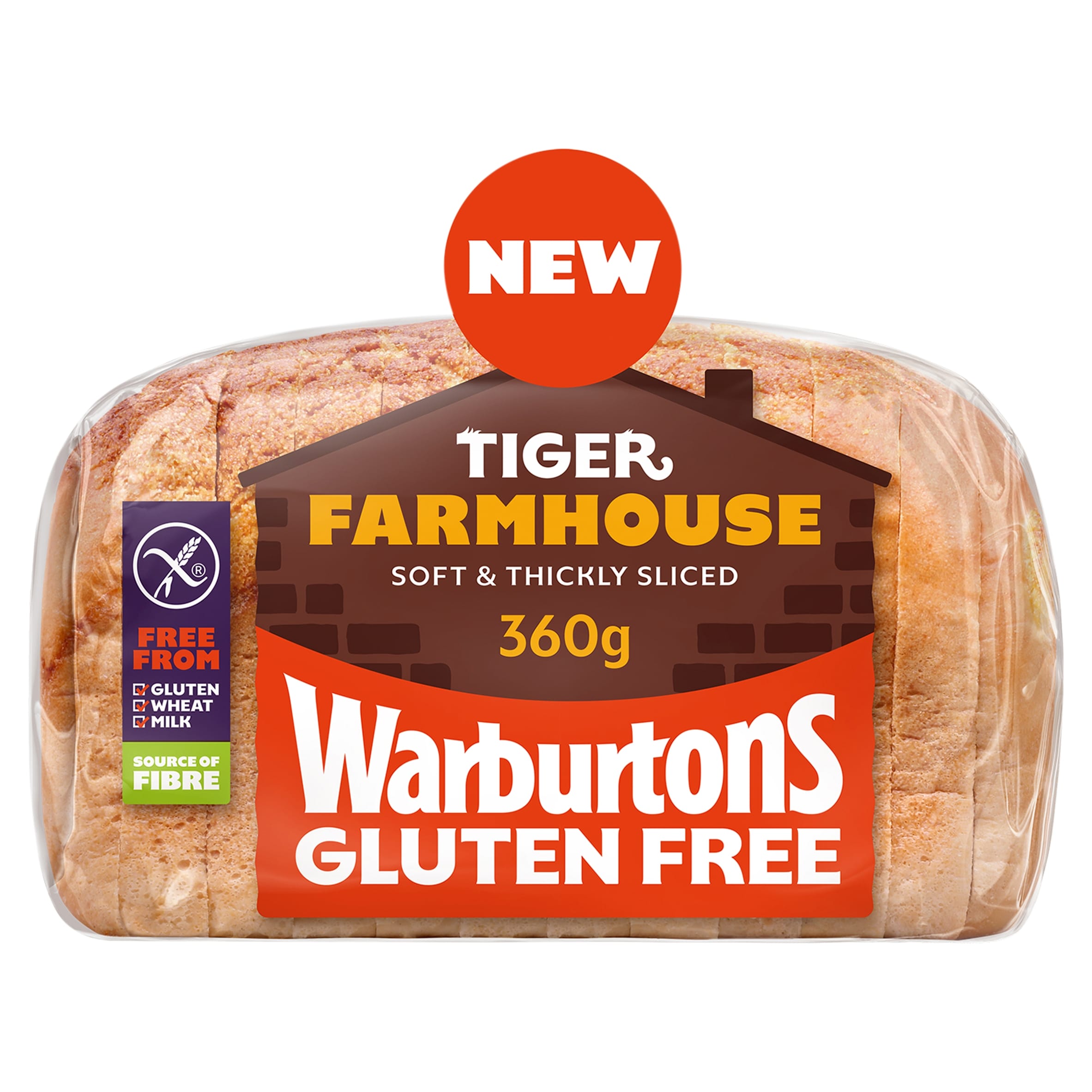 Warburtons Gluten Free Tiger Farmhouse white bread 360g