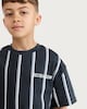 image 2 of F&F Boys 2-Piece Pure Cotton Striped T-Shirt and Shorts Set in Grey