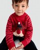image 1 of F&F Boys Knitted Reindeer Christmas Print Light Up Jumper in Red