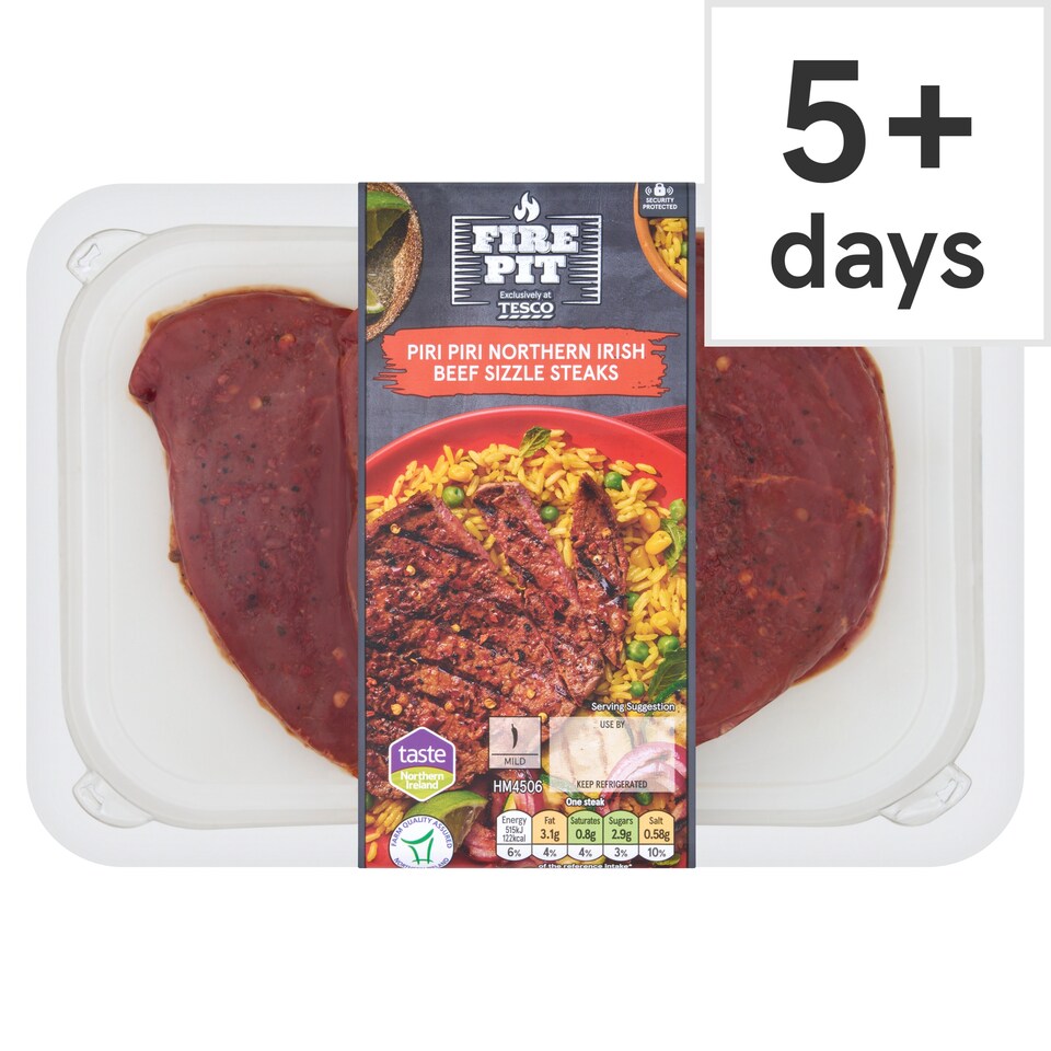 Tesco Fire Pit Piri Piri Northern Irish Beef Sizzle Steaks 360g