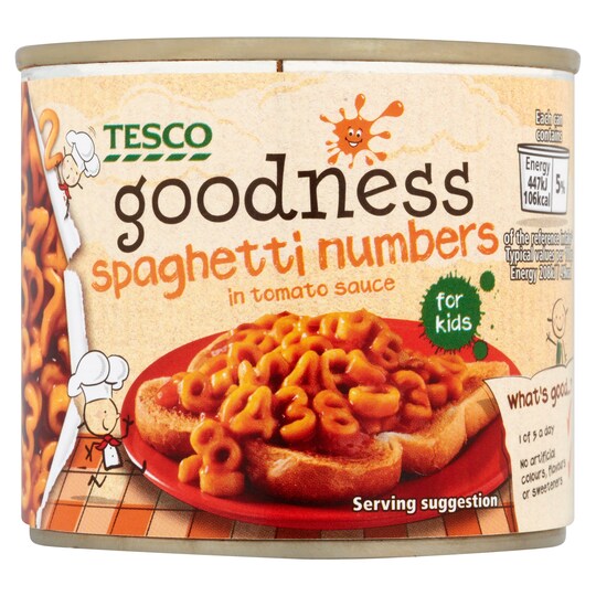 Tesco Goodness Spaghetti Numbers 215G Tesco Groceries