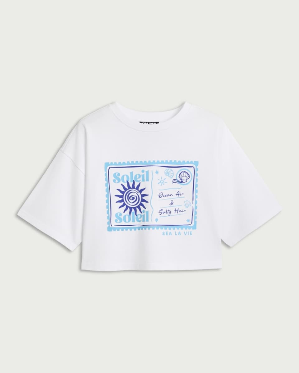 image 1 of OH ME OH MY Pure Cotton Cropped T-Shirt in White