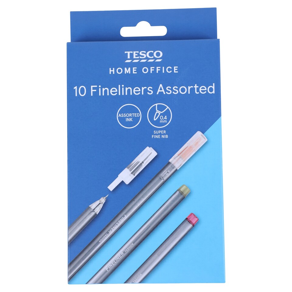 Tesco Fineliner Assorted 10 Pack