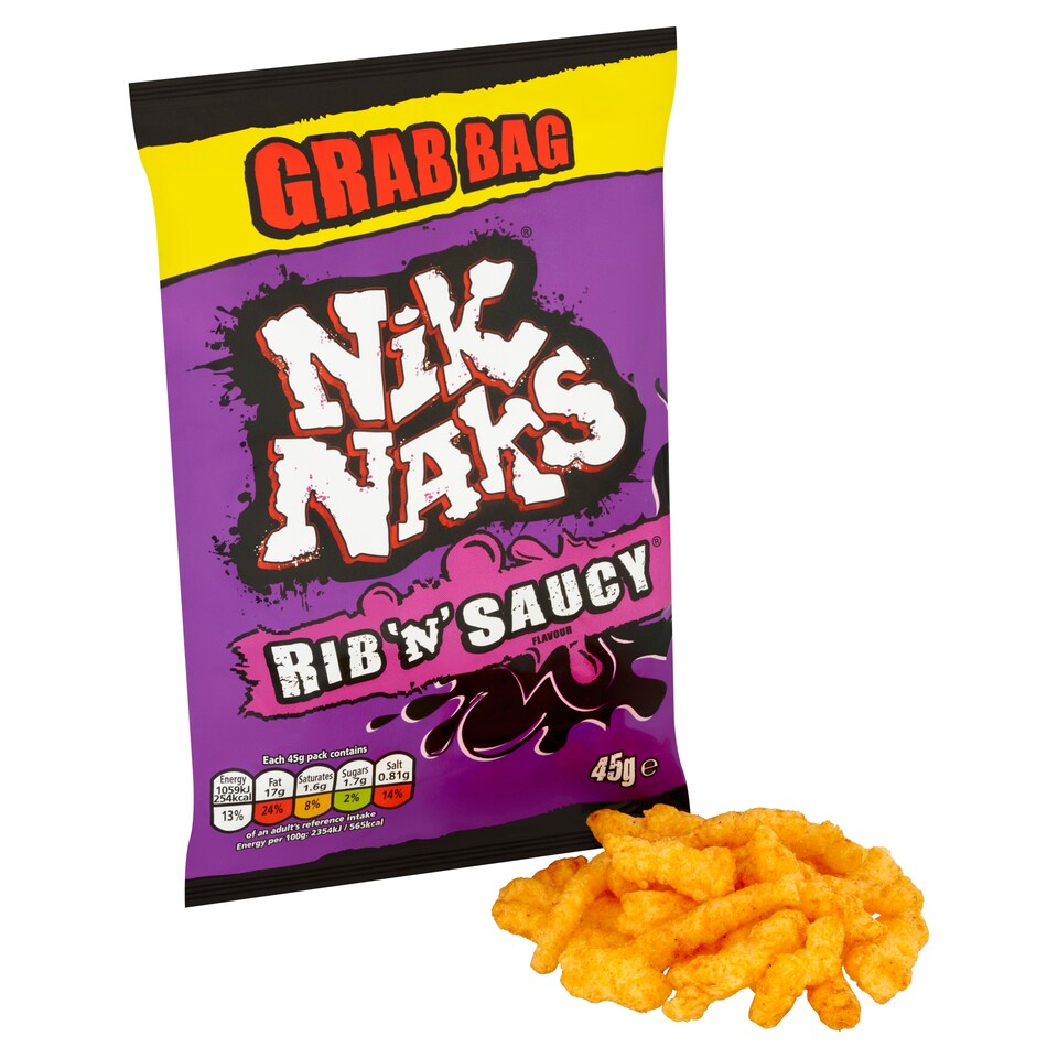 image 1 of Nik Naks Rib & Saucy Flavour Crisps 45g