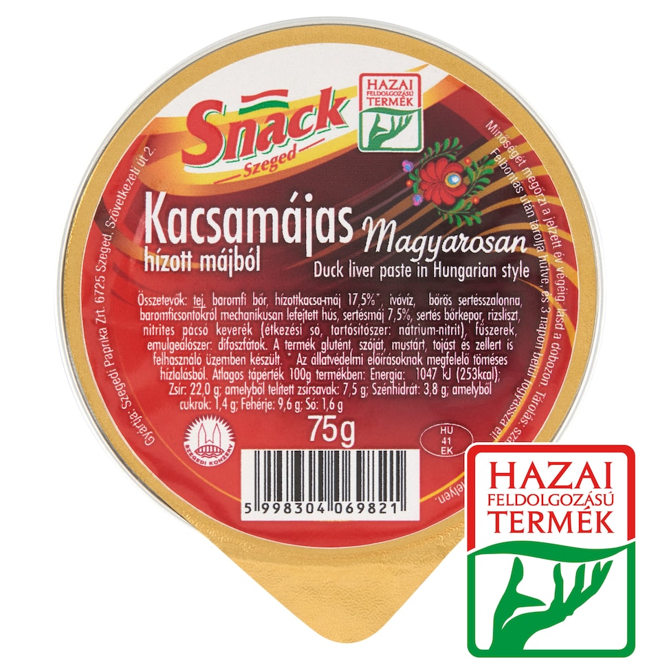 Snack Szeged Duck Liver Paste in Hungarian Style 75 g