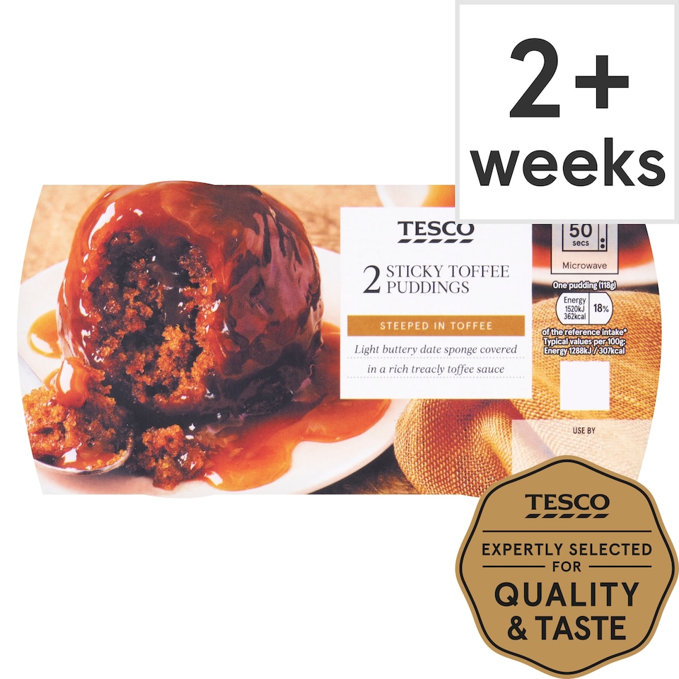Tesco Sticky Toffee Puddings 2 Pack 235g