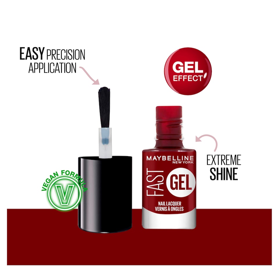 image 1 of Maybelline Fast Gel Nail Lacquer Rebel Red 6.7Ml