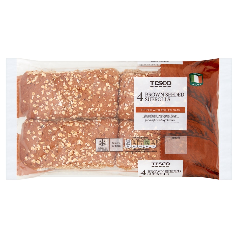 Tesco Wholemeal Softgrain Sub Rolls 4 Pack
