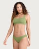 image 2 of F&F Crinkle Textured Scoop Neck Bikini Top in Green