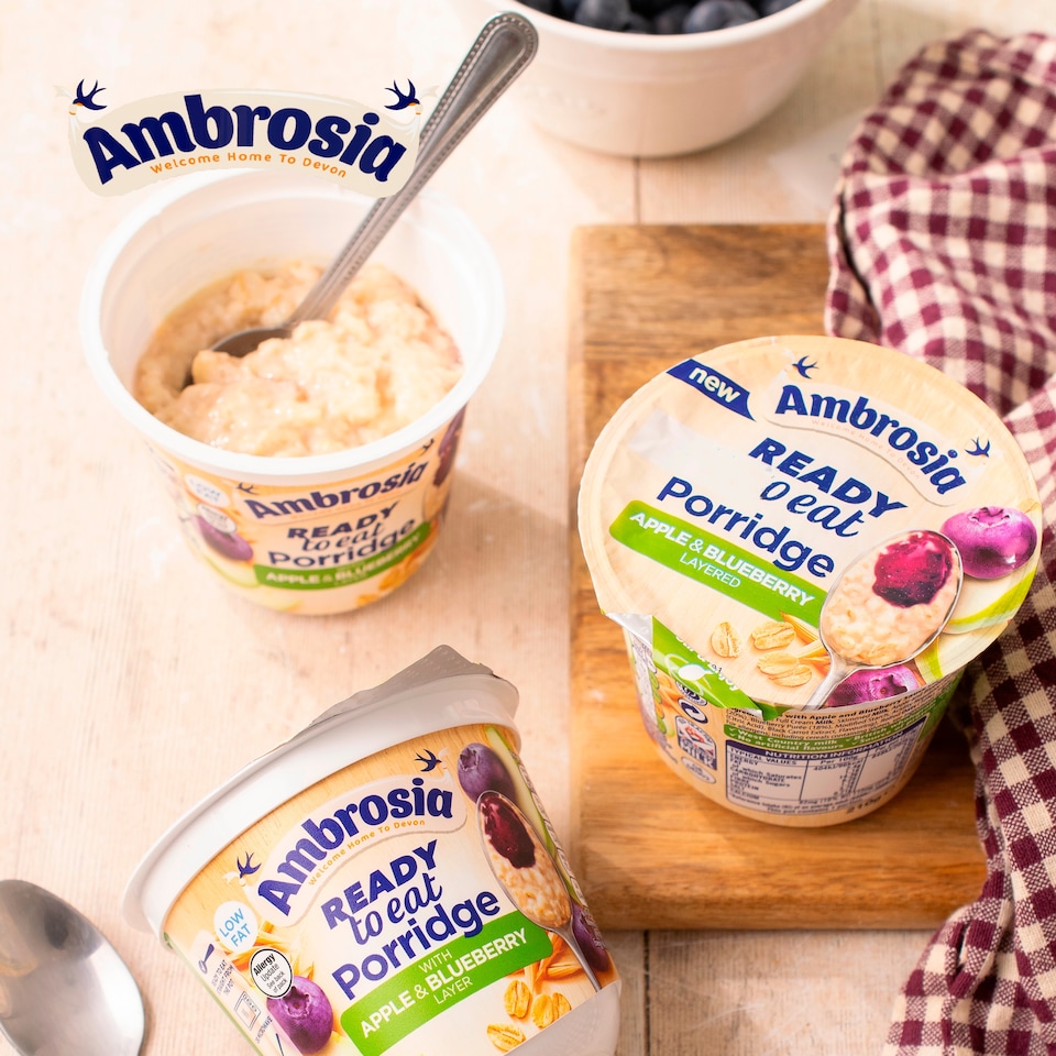 image 1 of AMBROSIA READY TO EAT APPLE & BLUEBERRY PORRIDGE POT 210g