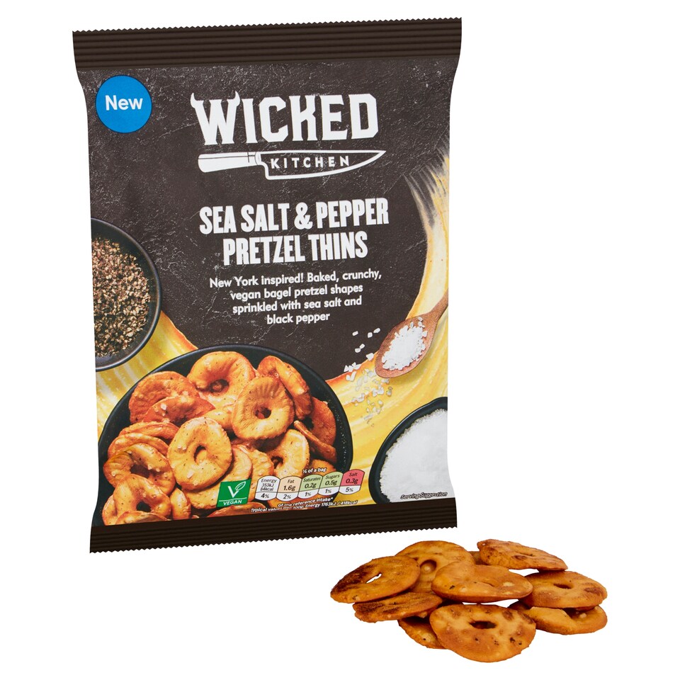 image 1 of Wicked Kitchen Sea Salt & Pepper Pretzel Thins 120G