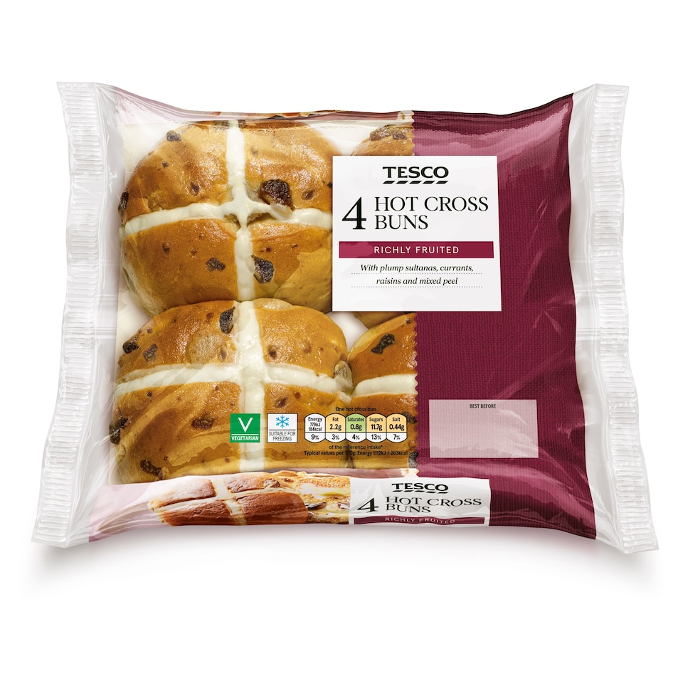 Tesco Hot Cross Buns 4 Pack