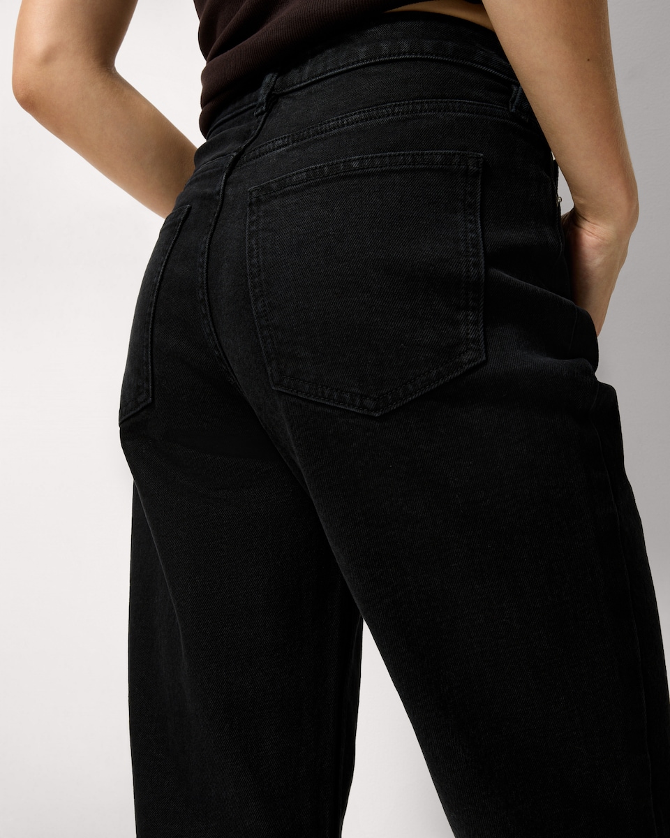 image 1 of F&F High Rise Straight Leg Jeans in Black